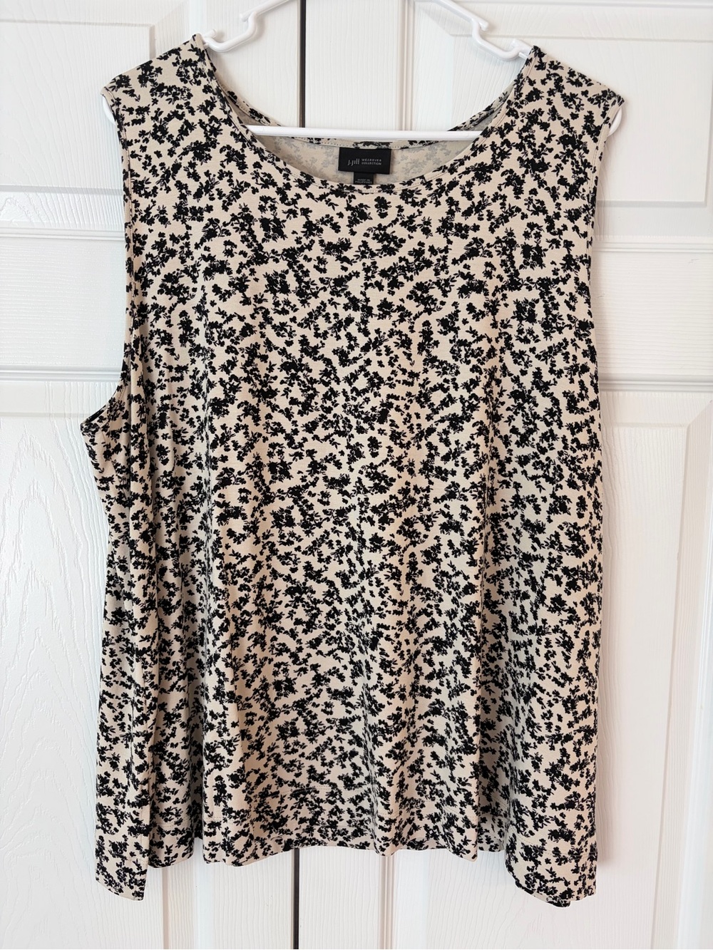 NWOT J.Jill Wearever Collection Beige Flower Print Tunic Blouse Shirt Size 2X